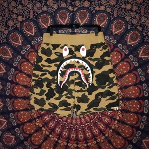 Bape 1st Yellow Camo Shark Shorts